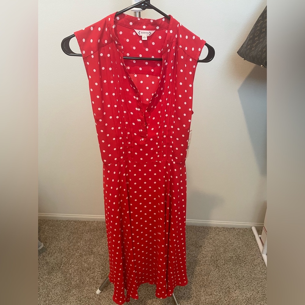 Nanette Lepore Red Polka Dot Midi Dress